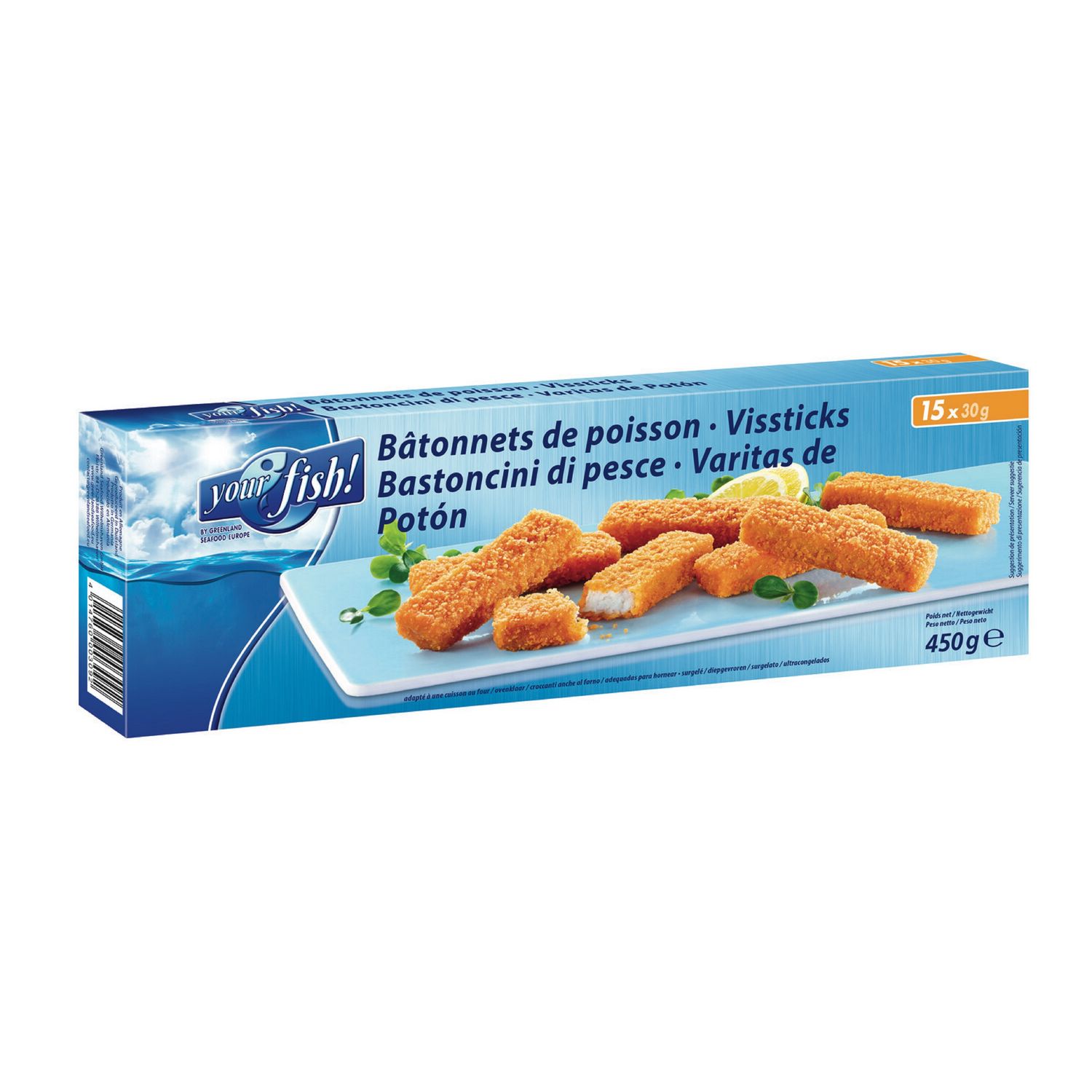 30 Bâtonnets de poisson panés (Seaside, 30 x 30g - boîte 900g