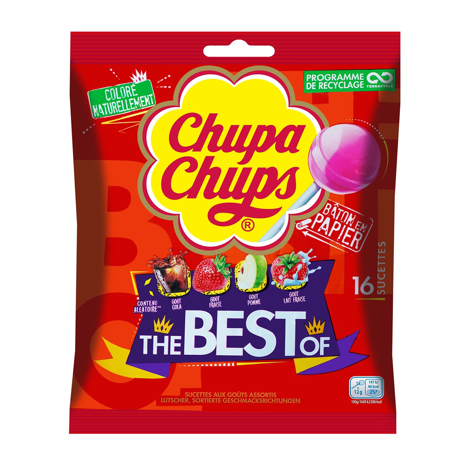 CHUPA CHUPS Sucettes aux goûts assortis 16 sucettes 192g pas cher