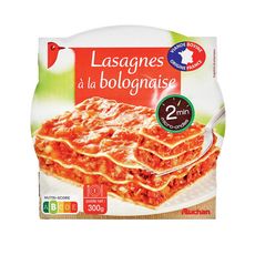 AUCHAN Lasagnes à la bolognaise en barquette 3min au micro-ondes 1 personne 300g