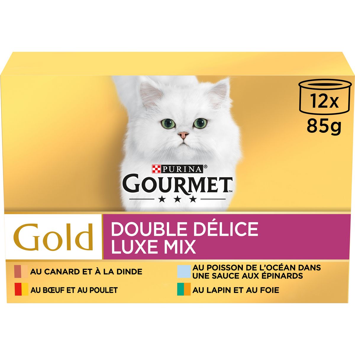 GOURMET Gold double délice barquettes pâtée viandes poissons pour chat 12x85g
