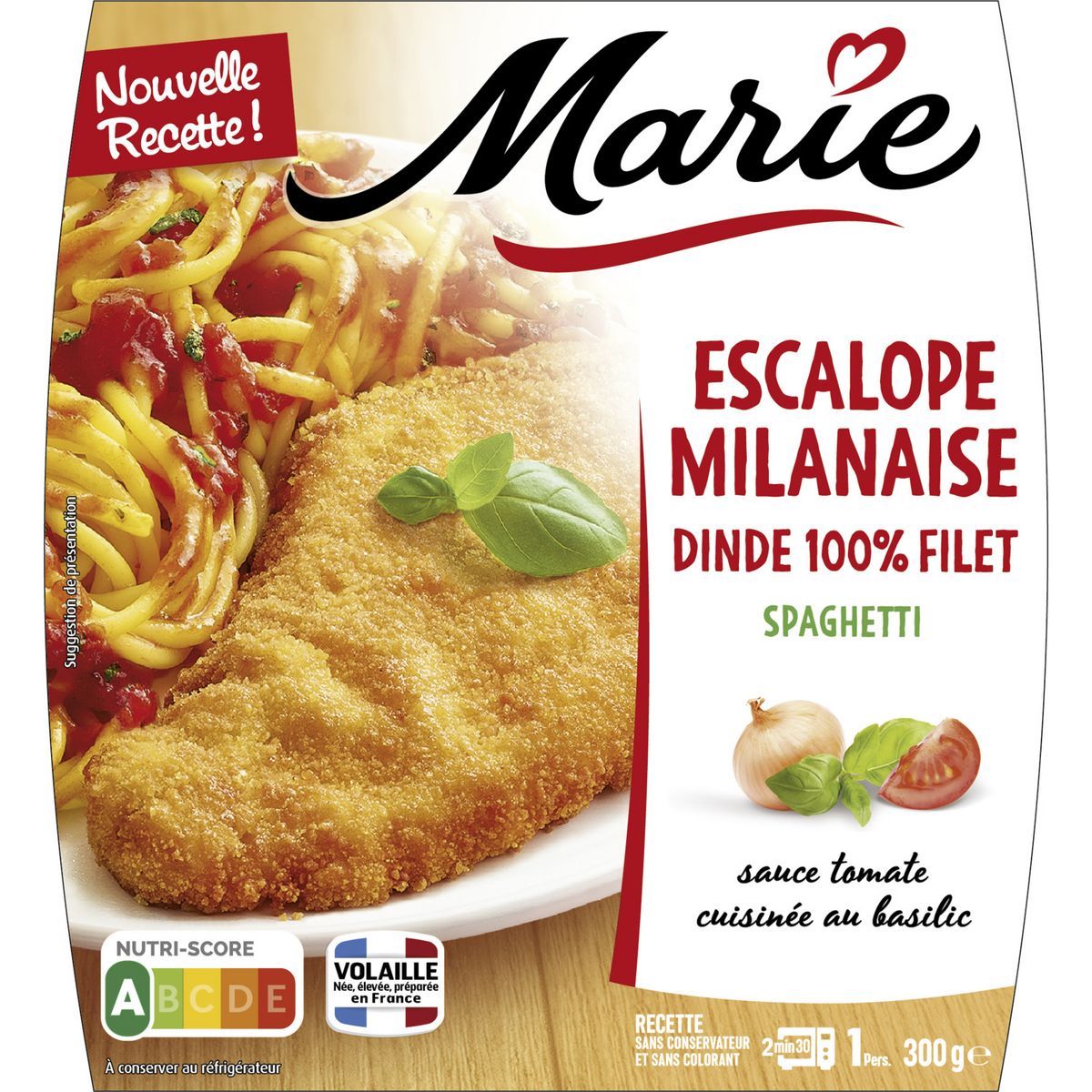 MARIE Escalope milanaise et Spaghetti sans couverts 1 portion 300g