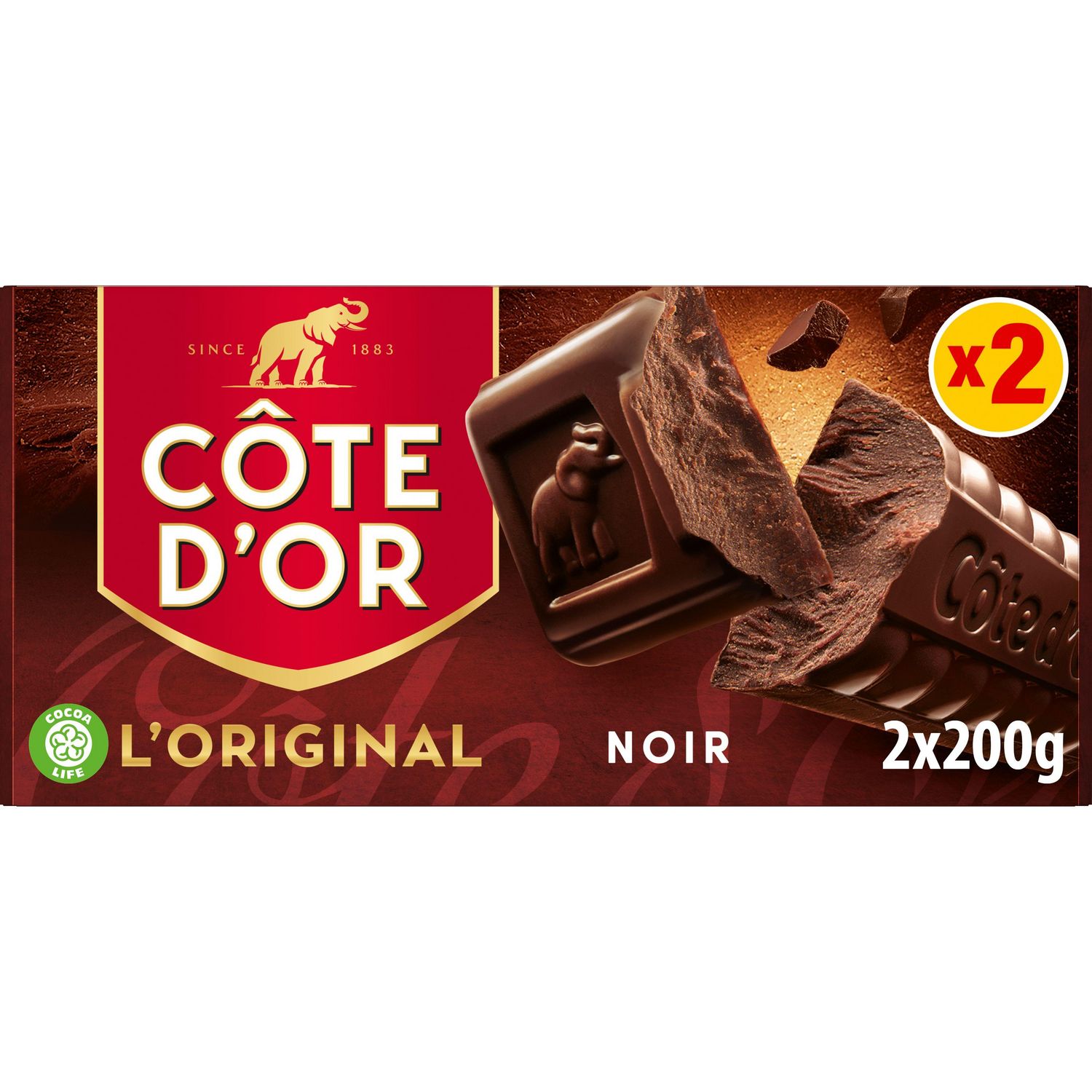 COTE D'OR L'Original tablettes de chocolat au lait 2 pièces 2x200g pas cher  