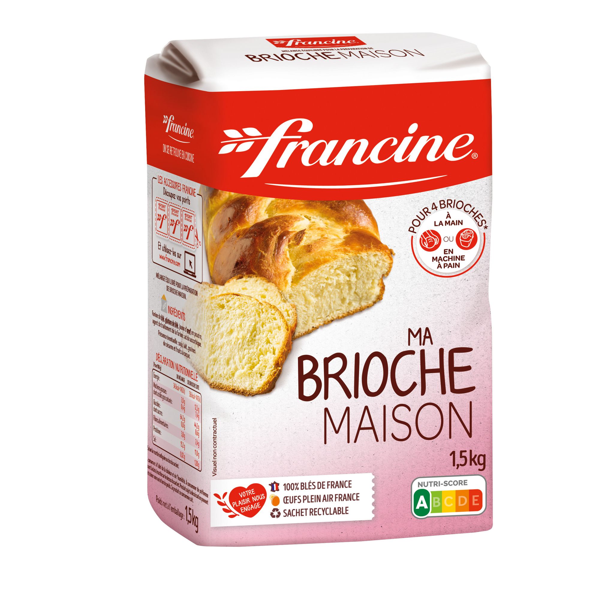 AUCHAN Farine boulangère sans levure pour pain brioché 1kg pas cher 