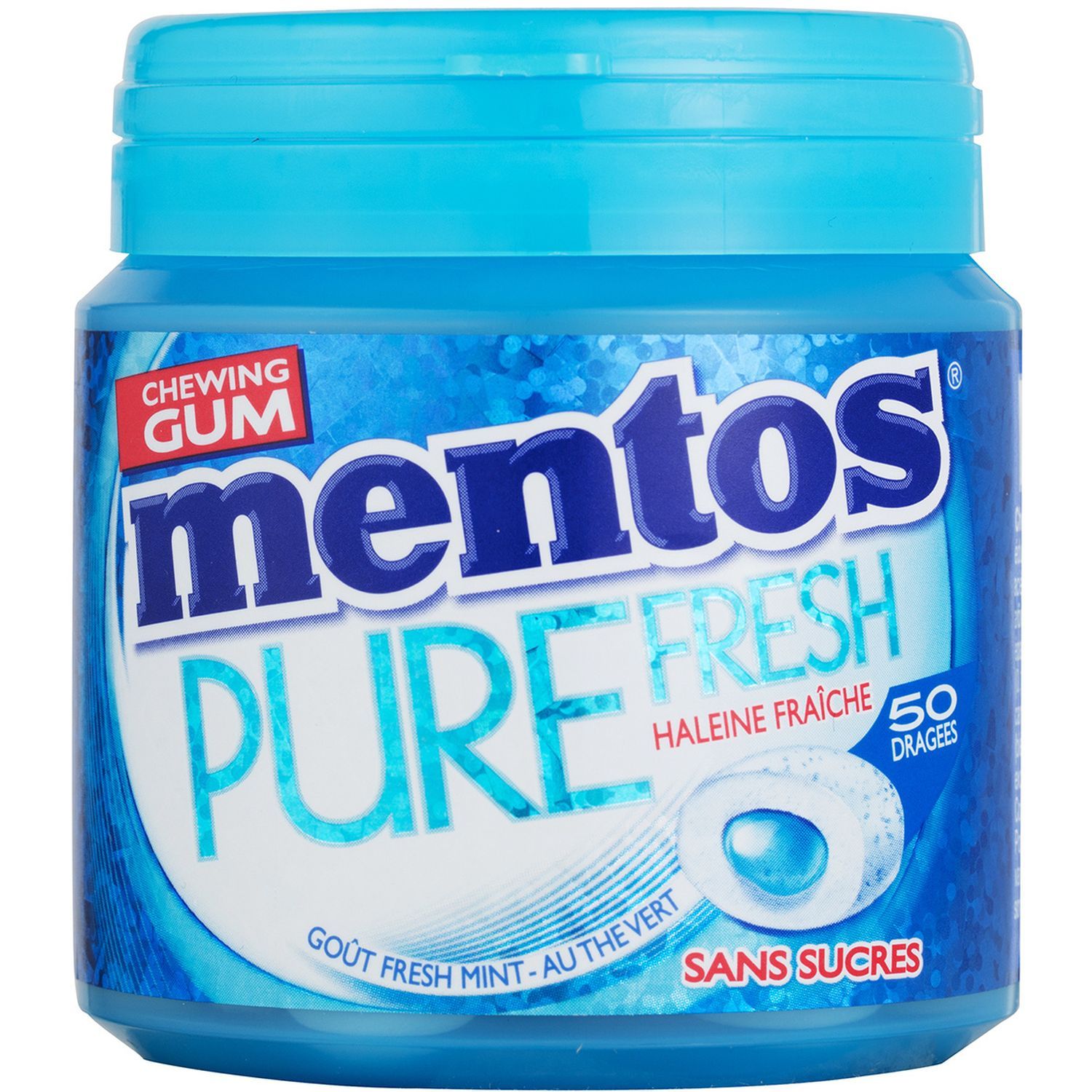 MENTOS Pure fresh chewing-gum menthe et thé vert 50 dragées 100g pas cher 