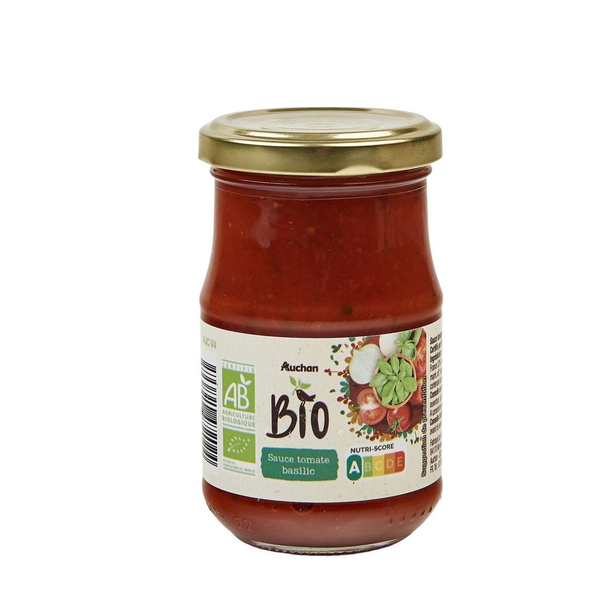 AUCHAN BIO Sauce tomate au basilic en bocal 200g