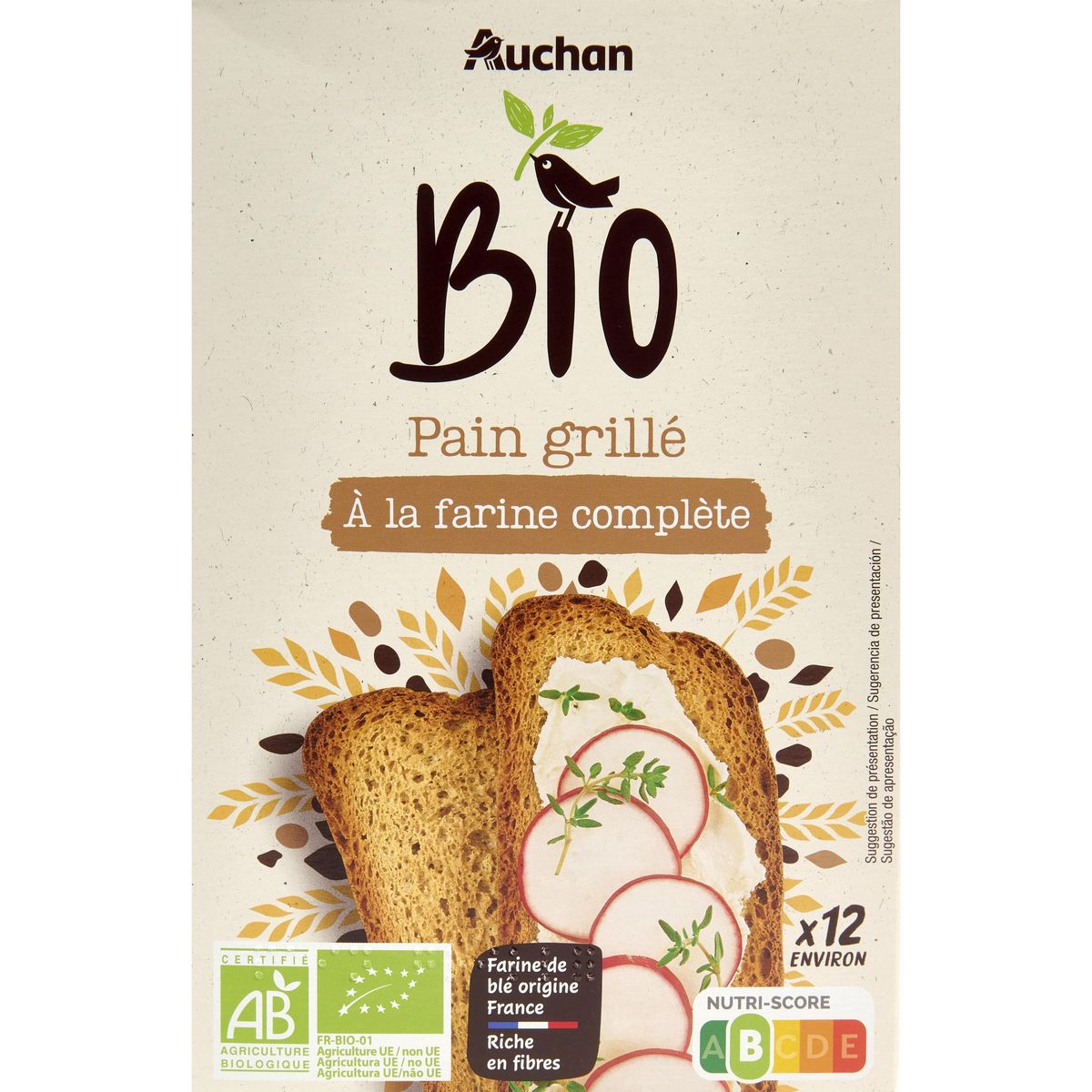 Pain grillé bio La boîte de 300g Contenu