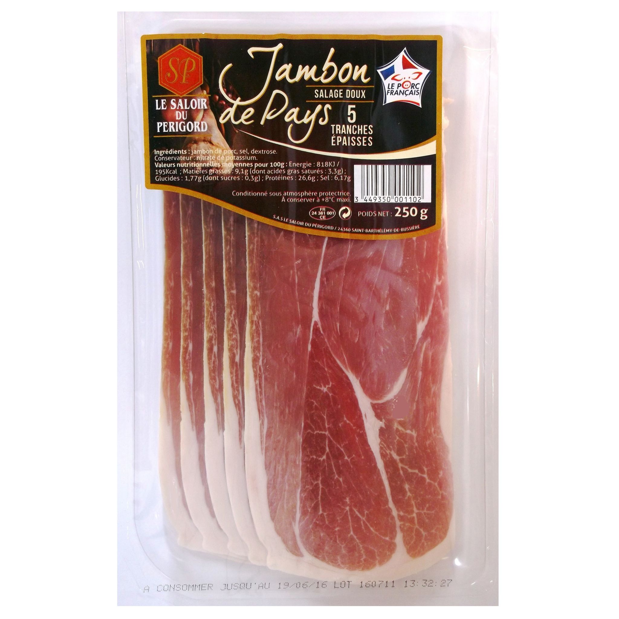 Jambon cru Marque Nationale 180 G Meyer