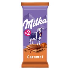 MILKA Tablette de chocolat au lait fourrée au caramel 2 pièces 2x100g