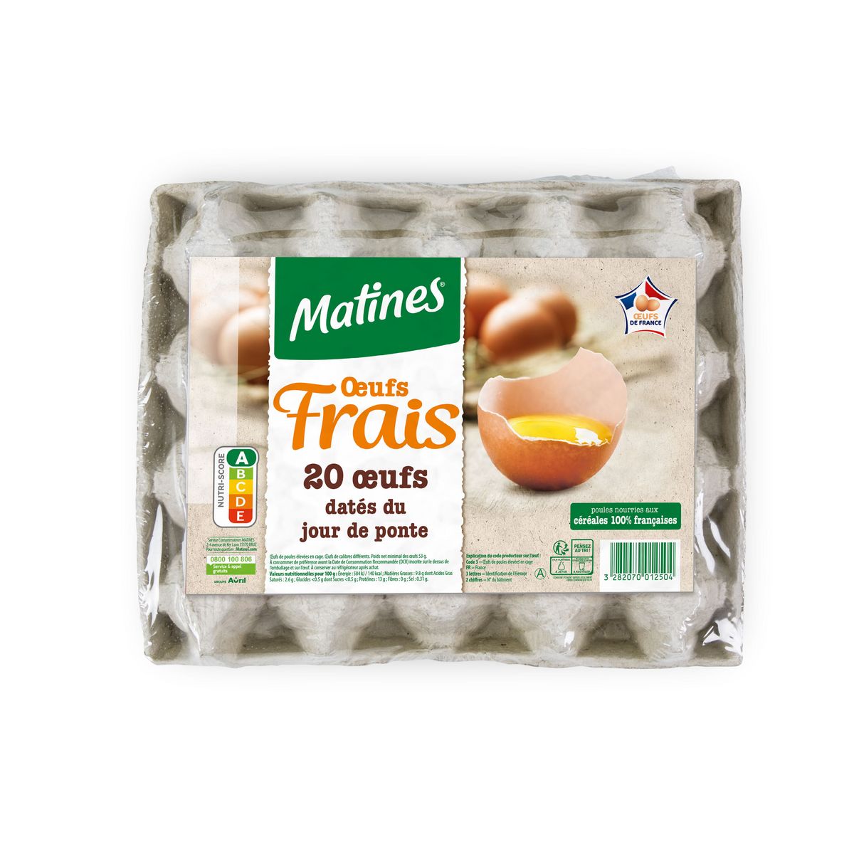 MATINES Oeufs frais datés du jour de ponte 20 œufs