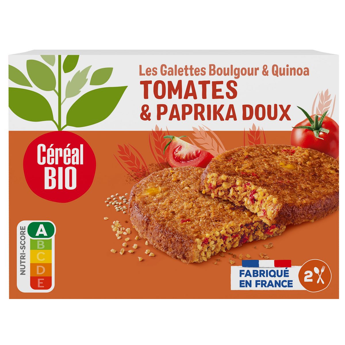 CÉRÉAL BIO Galettes boulgour et quinoa à la tomate 2 galettes 2x100g