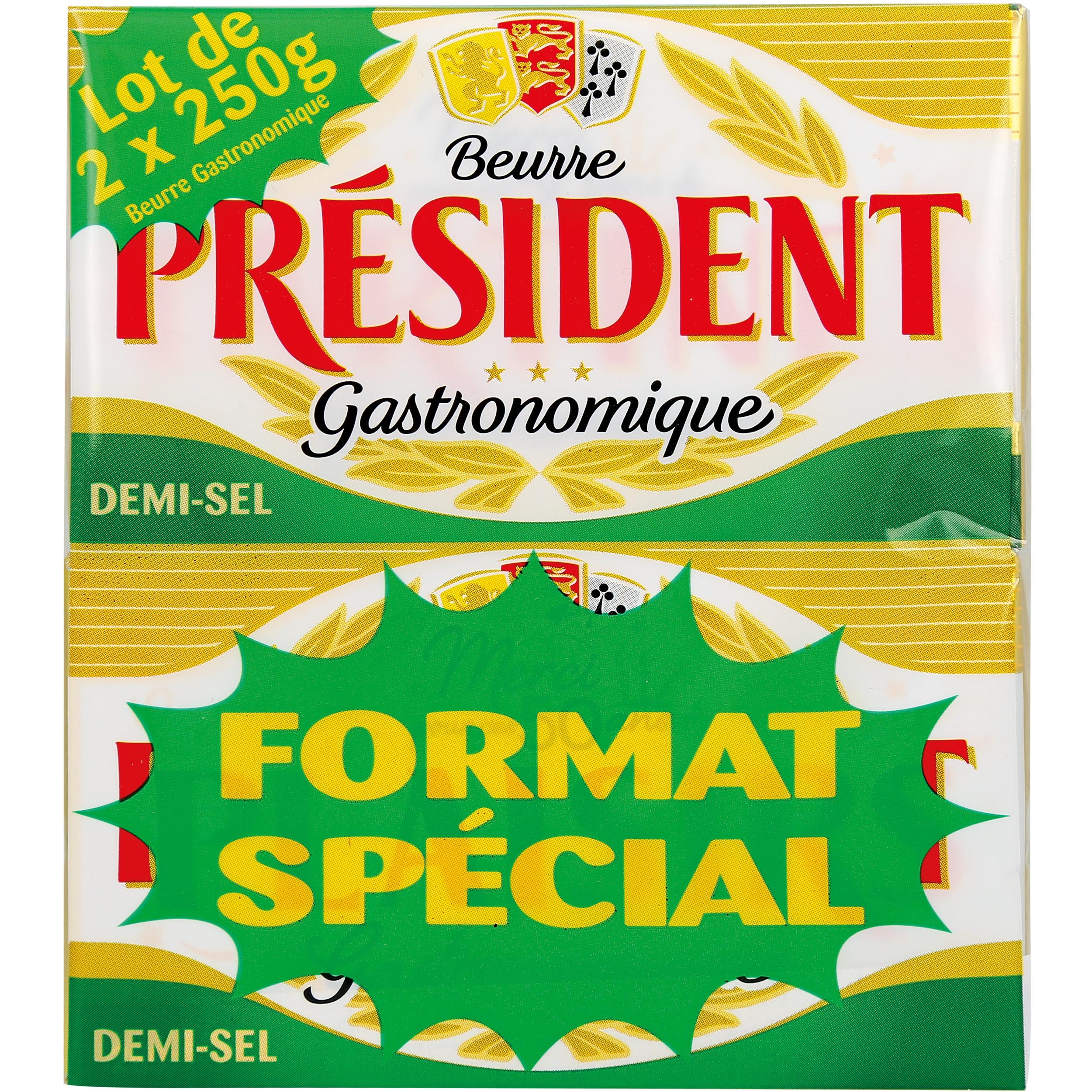 PRESIDENT Beurre demi-sel gastronomique 225g pas cher 