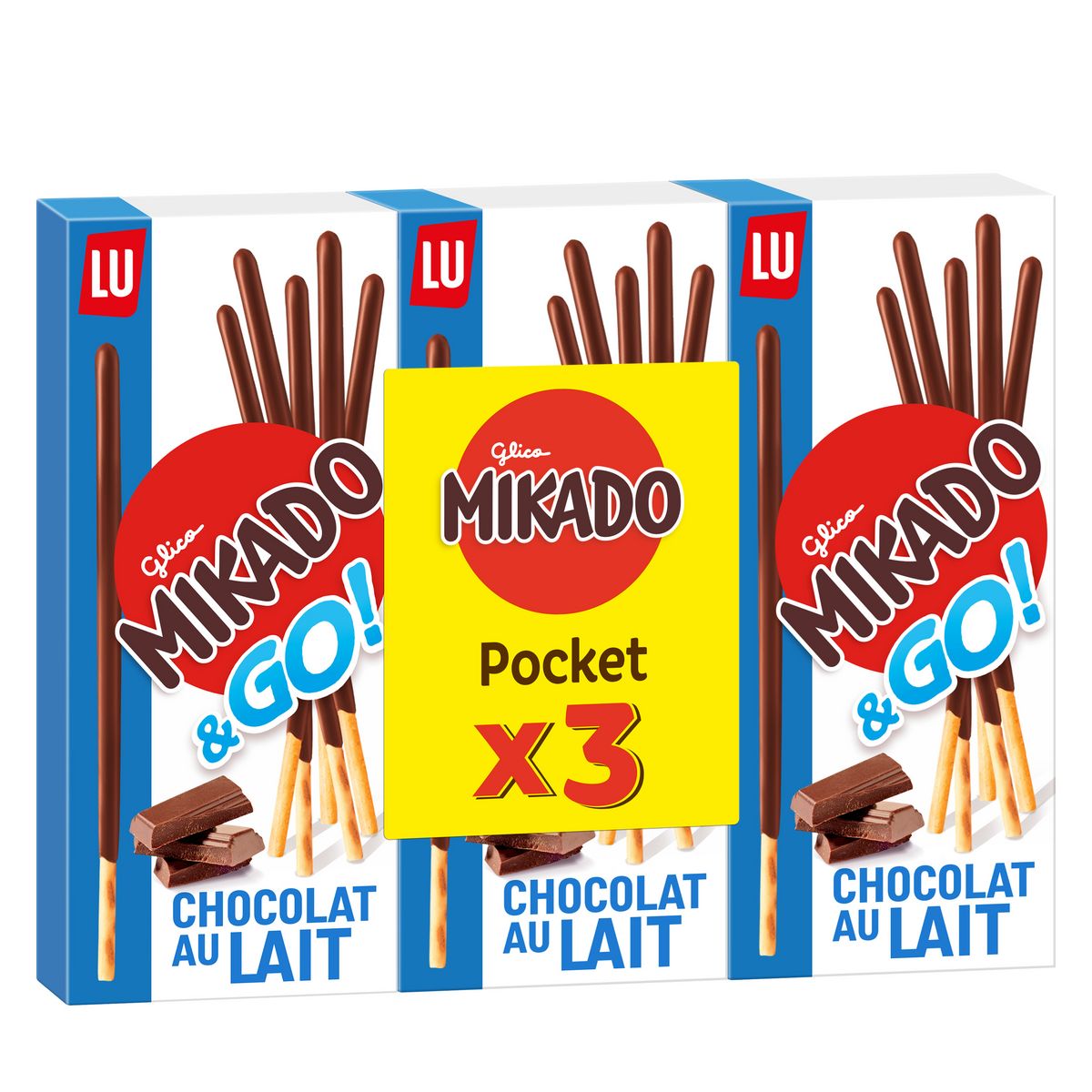 MIKADO &go biscuits bâtonnets nappés au chocolat au lait lot de 3 3x39g