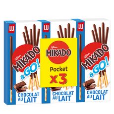 MIKADO &go biscuits pocket nappés de chocolat au lait Lot de 3 3x39g