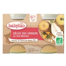 BABYBIO Petit pot dessert délices des vergers bio dès 6 mois 2x130g