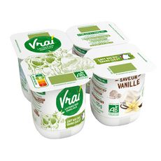 VRAI Yaourt bio saveur vanille 4x125g