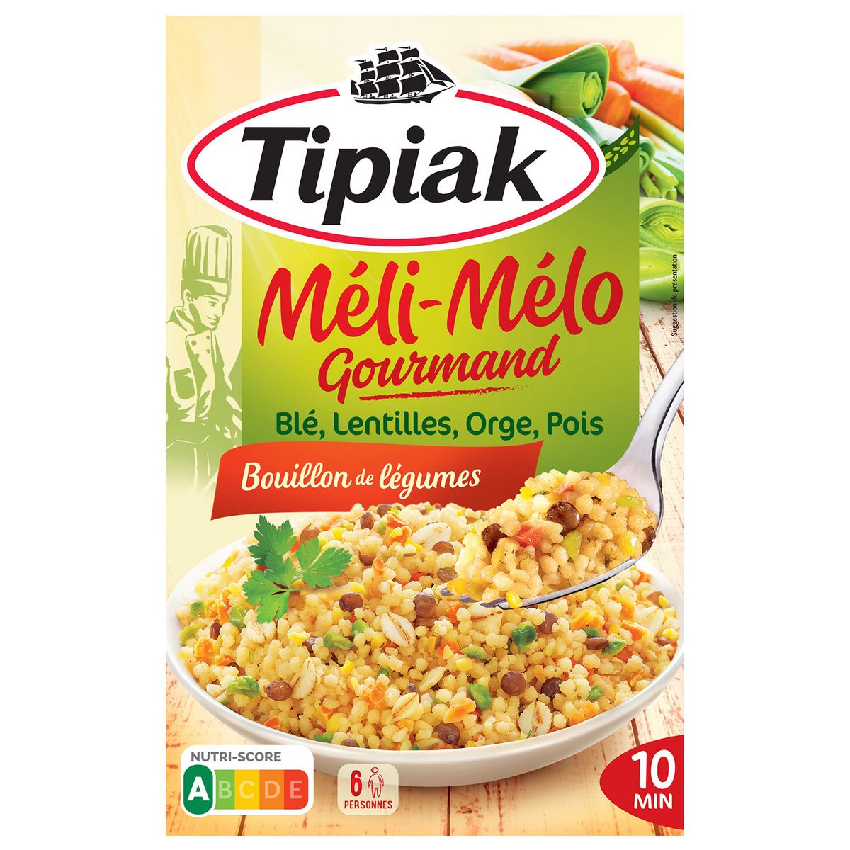 TIPIAK Méli-Mélo gourmand blé lentilles orge pois sachets express 2 sachets 2x165g