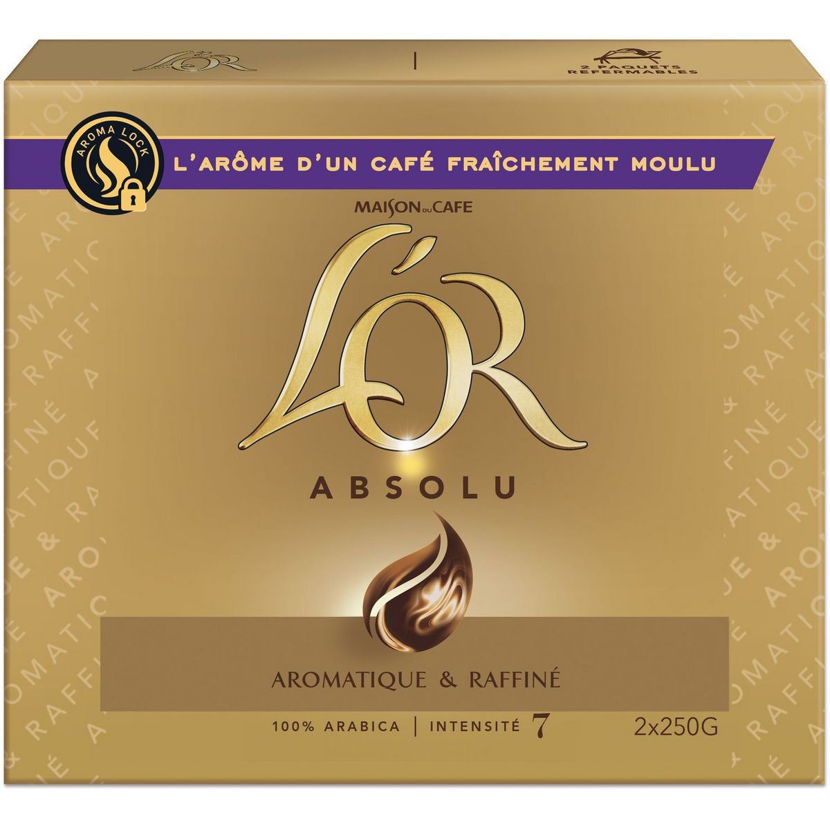 L'OR Café moulu absolu aromatique et raffiné intensité 7 2X250g