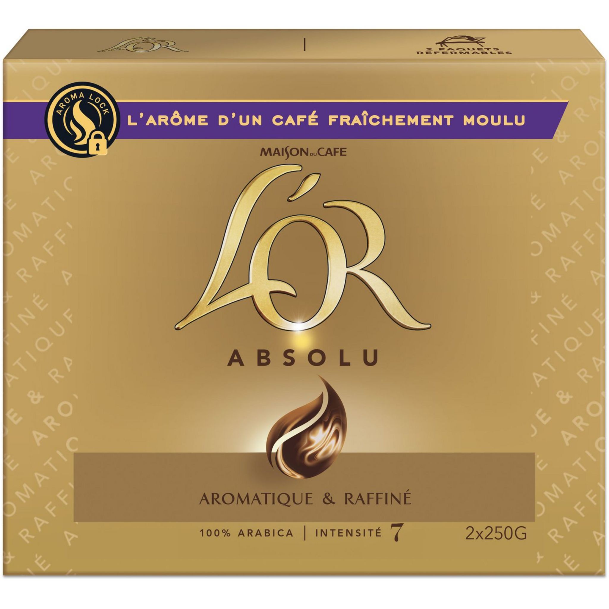 L'OR Café moulu absolu arabica intensité 7 2x250g pas cher 