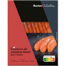 AUCHAN GOURMET Émincés de saumon fumé aux 5 baies 7 à 9 pièces 100g