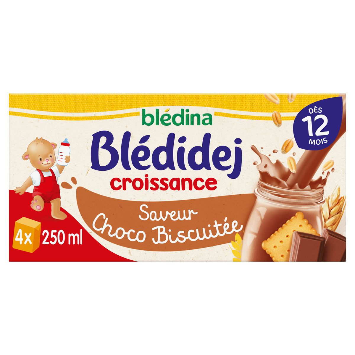 BLEDINA Blédidej céréales lactées choco-biscuitée dès 12 mois 4x250ml
