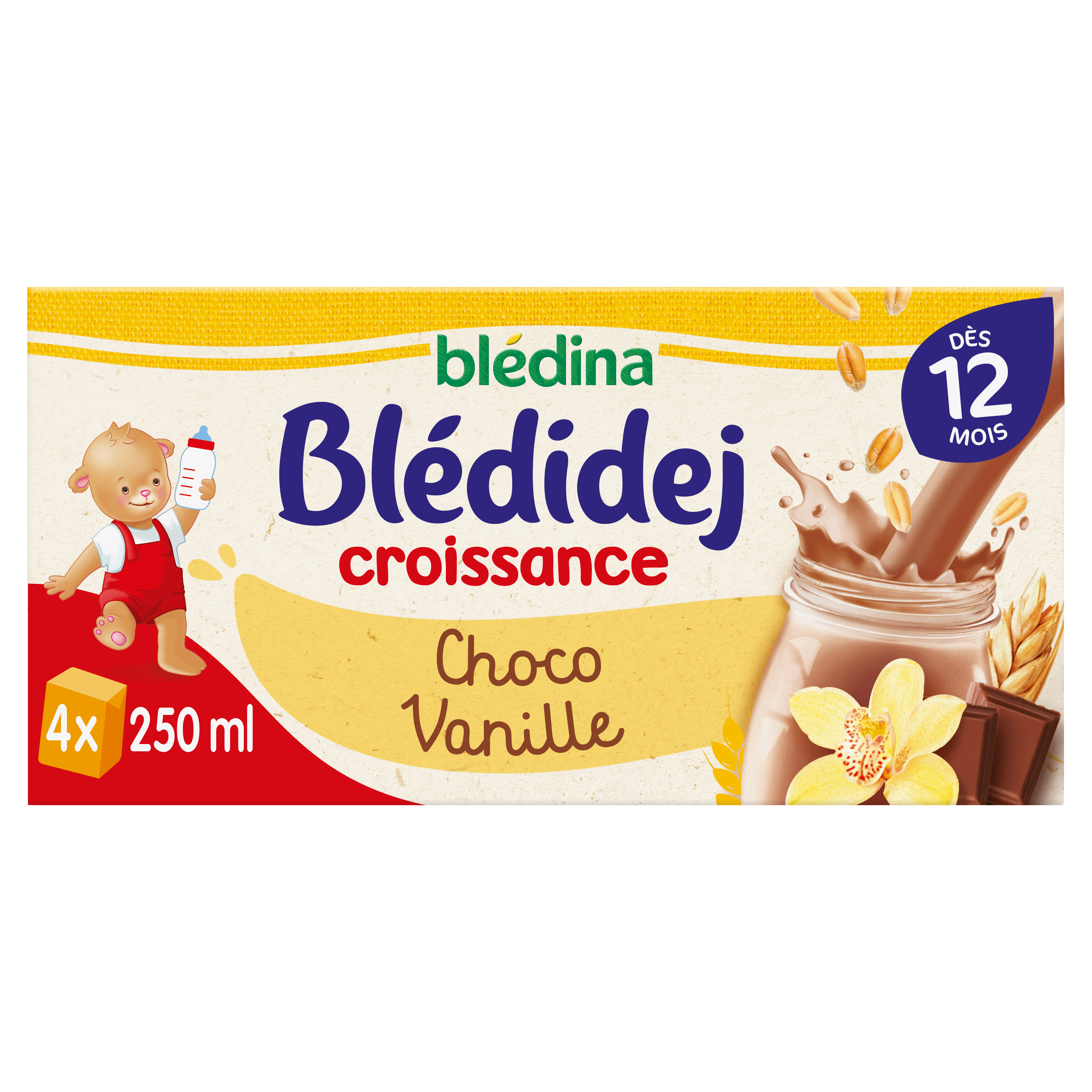 Blédina Blédidej, Céréales bébé Lactées, Dès 6 Mois, 250ml (4 briques) -  Pack de 3 : : Epicerie