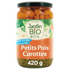 JARDIN BIO ETIC Petits pois très fins et jeunes carottes, en bocal 660g