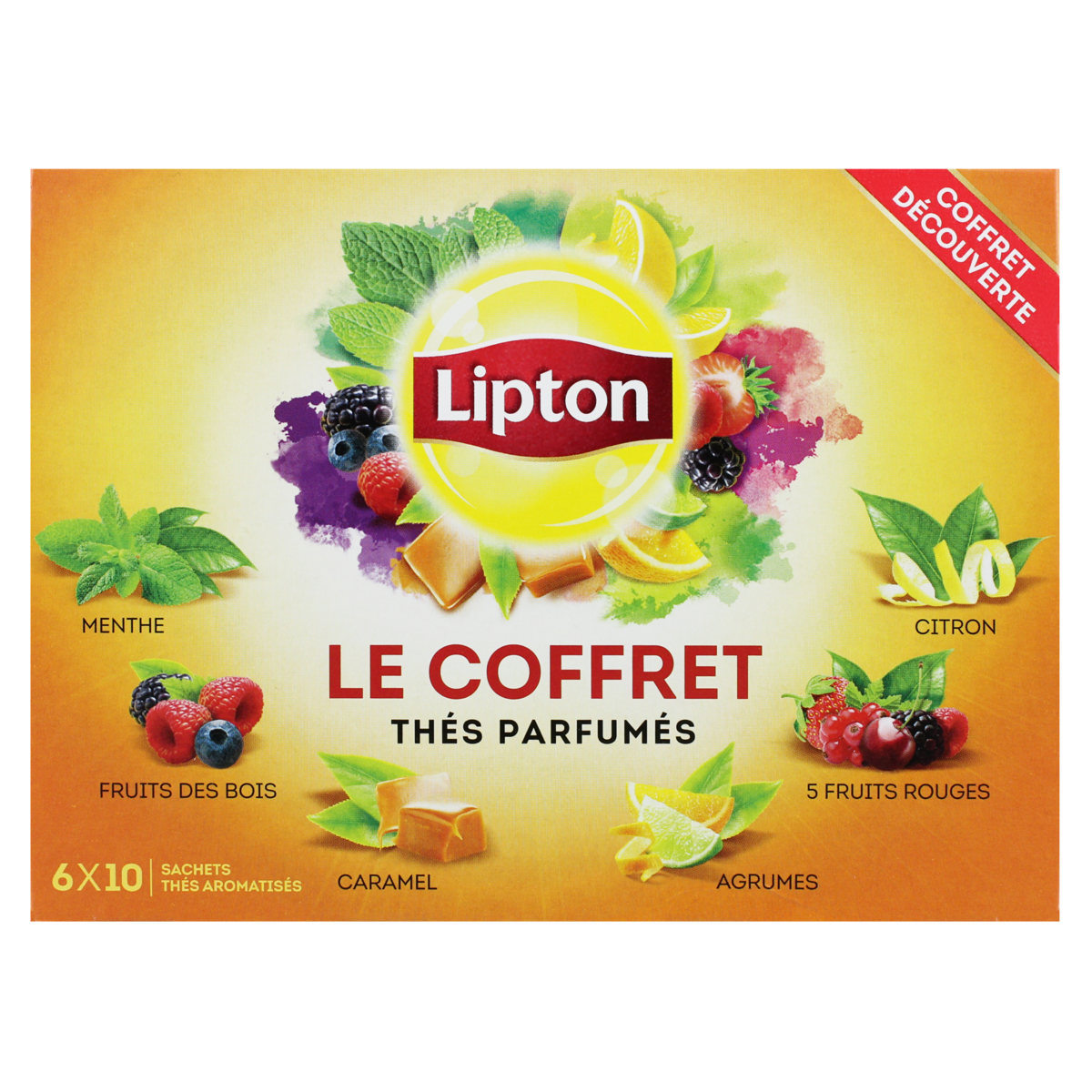 LIPTON Coffret thés parfumés 6 parfums 6x6 sachets 96g