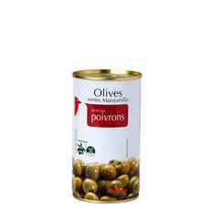 AUCHAN Olives vertes Manzanilla farcies aux poivrons 150g