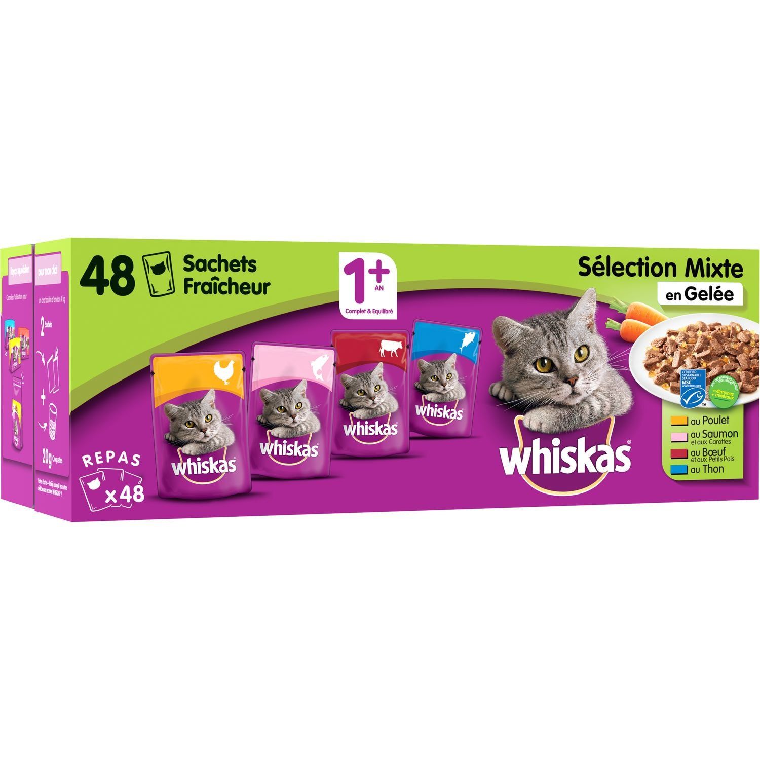 Whiskas 4*100g Gelée pour chat sélection Volaille 🐔 repas complet dans une  savoureuse gelée de volaille, parfaitement équilibrée pour aider votre chat  à rester heureux et plein de vitalité. Commandez avec le