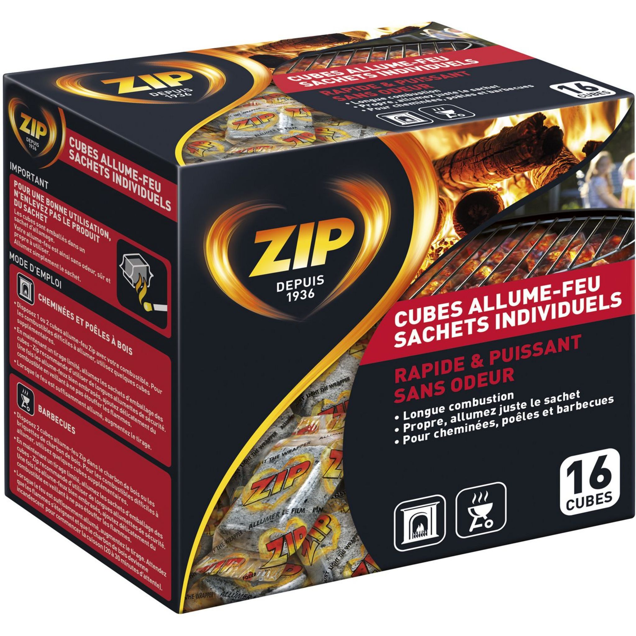 Zip cubes allume feu (lot de 32)