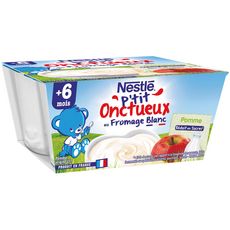 NESTLE P'tit Onctueux pot dessert lacté au fromage blanc et à la pomme dès 6 mois 4x100g