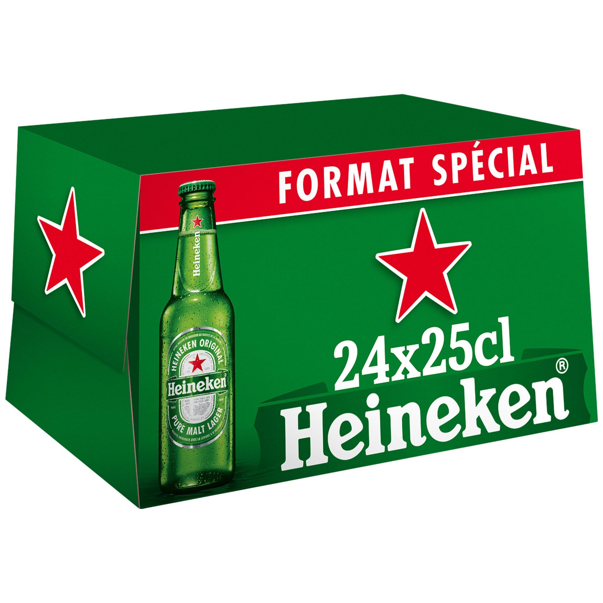 HEINEKEN Bière blonde 5% bouteilles 24x25cl pas cher 