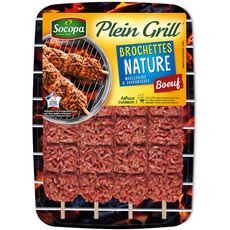 SOCOPA Plein Grill brochettes de viande hachée de bœuf nature 4 pièces 400g