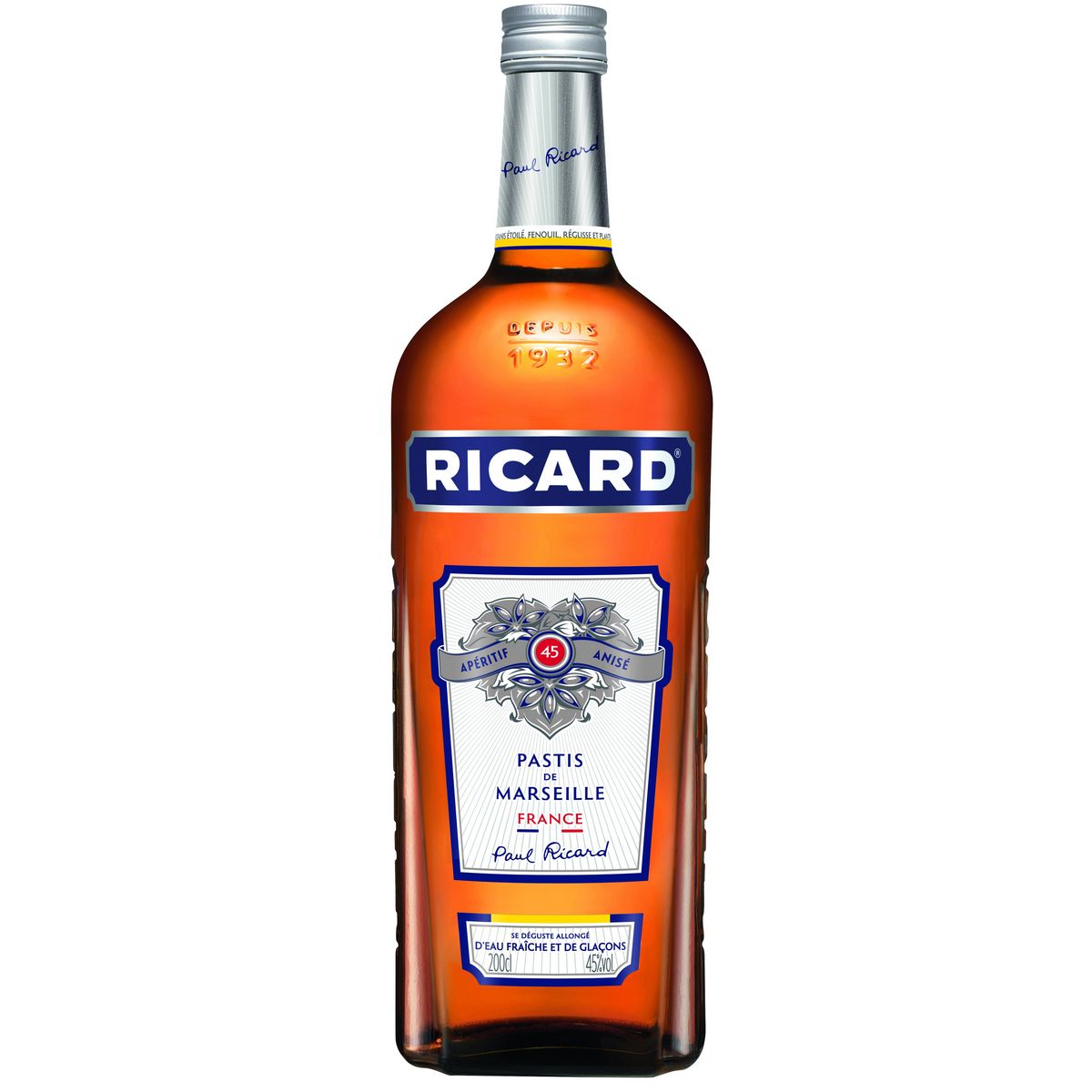 RICARD Pastis de Marseille 45% 2l pas cher 