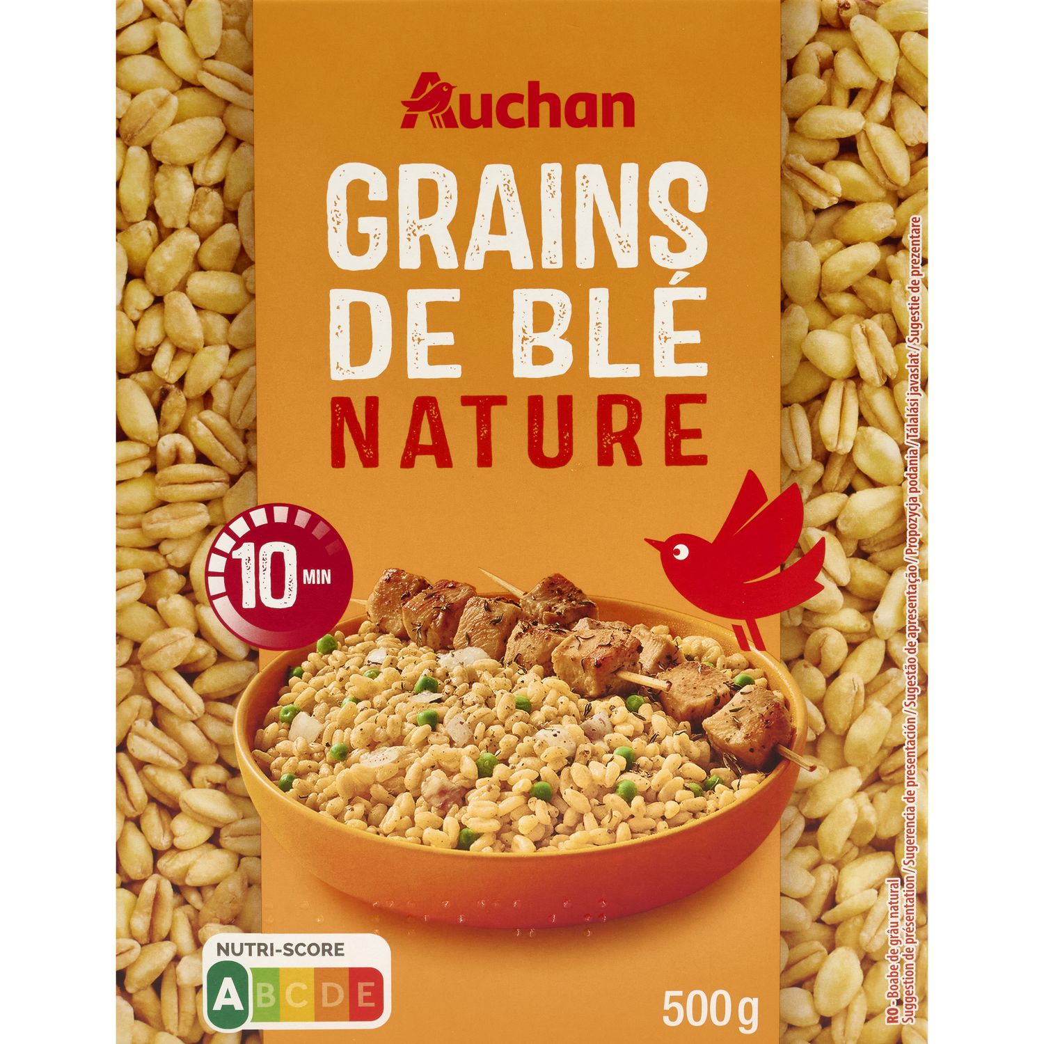 AUCHAN Grains de blé nature 8 portions 500g pas cher 