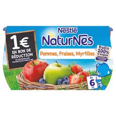 NESTLE Naturnes Petit pot dessert pomme fraise myrtille dès 6 mois 4x130g