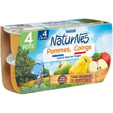 NESTLE Naturnes petit pot dessert pommes coings dès 4 mois 4x130g