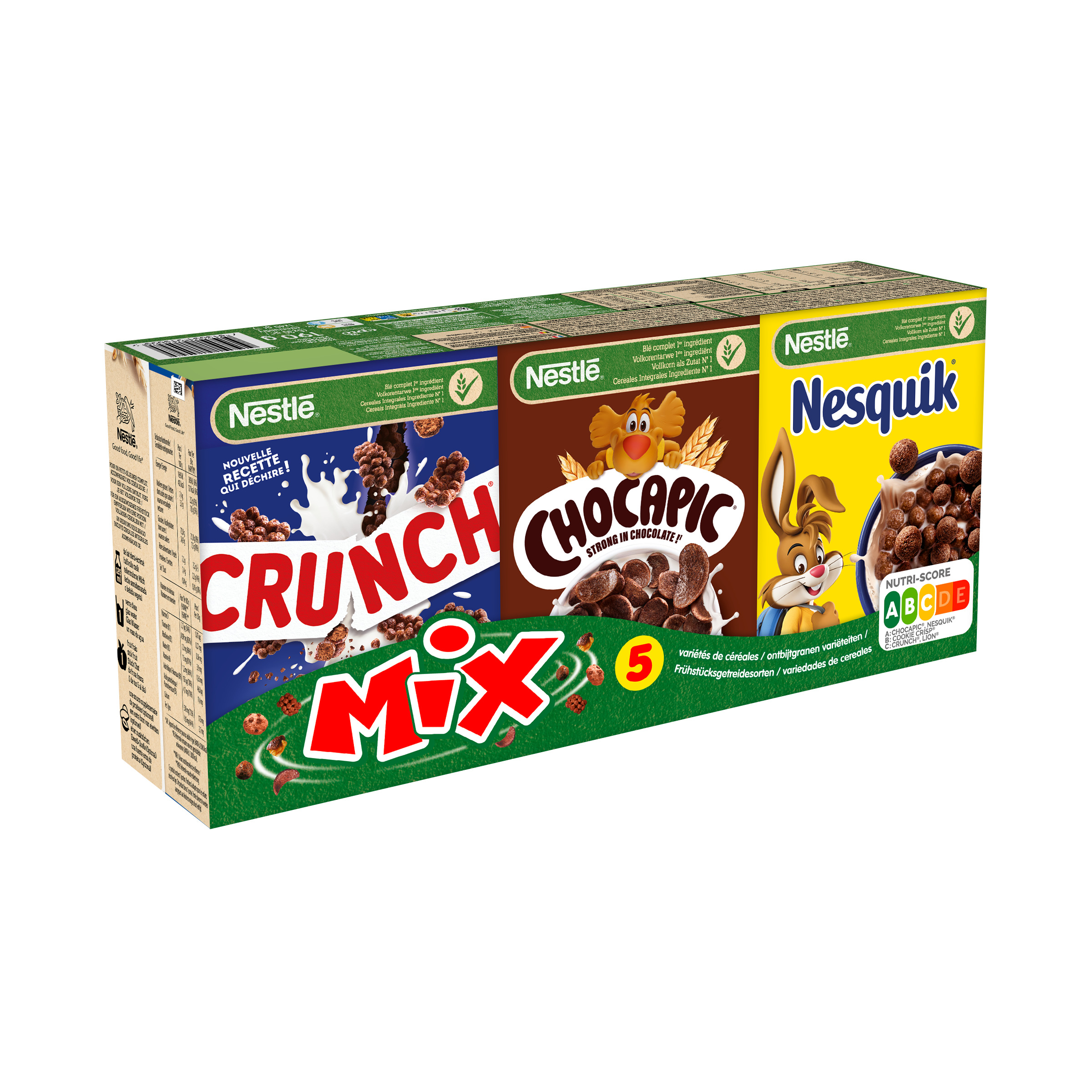 NESTLE Mix mini boites de céréales Lion Chocapic Nesquik Crunch Cookie  crisp 6 boites 190g pas cher 