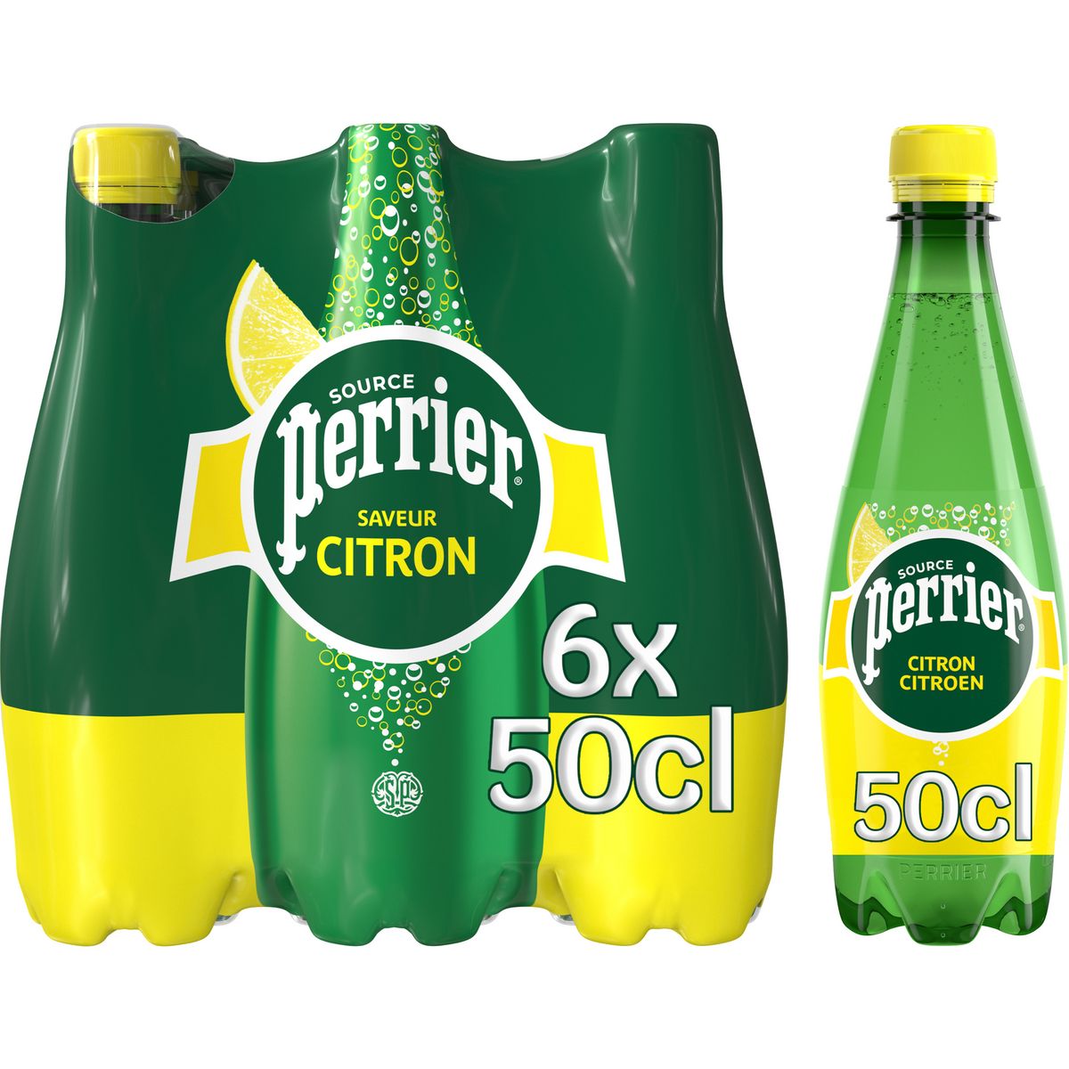 PERRIER Eau gazeuse aromatisée au citron bouteilles 6x50cl pas cher ...