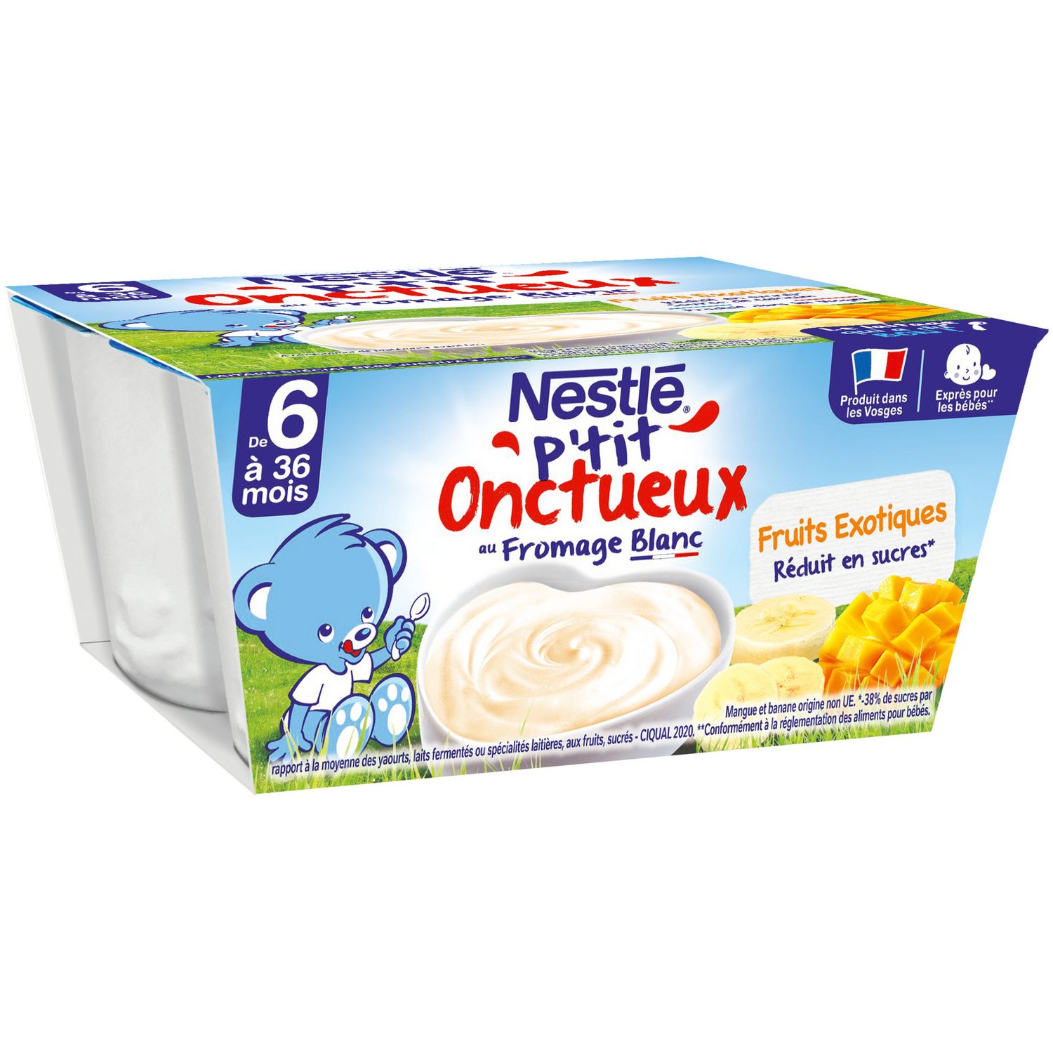 NESTLE P'tit onctueux pot dessert au fromage blanc nature dès 6 mois 8x100g  pas cher 