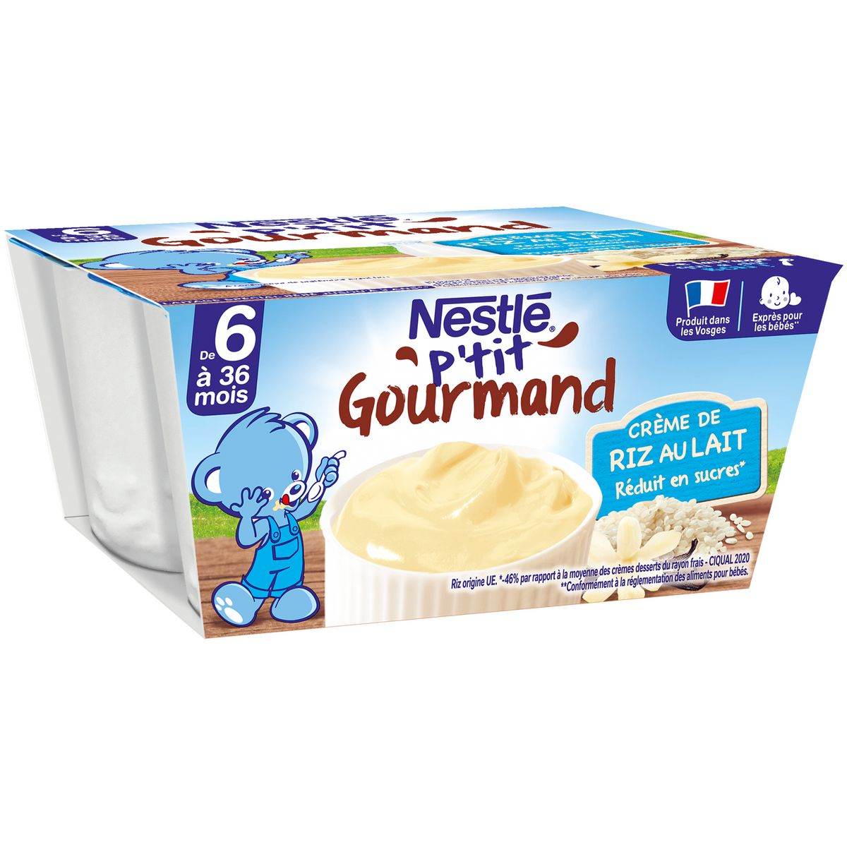 NESTLE P'tit brassé pot crème dessert au riz au lait dès 6 mois