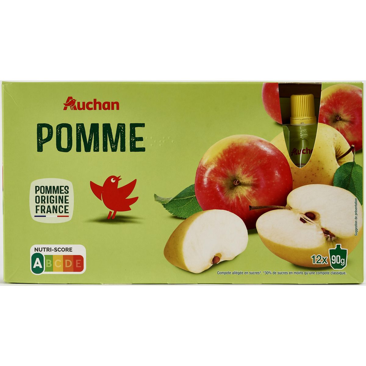 Gourdes compote allégée à la pomme, U (6 x 90 g)  La Belle Vie : Courses  en Ligne - Livraison à Domicile