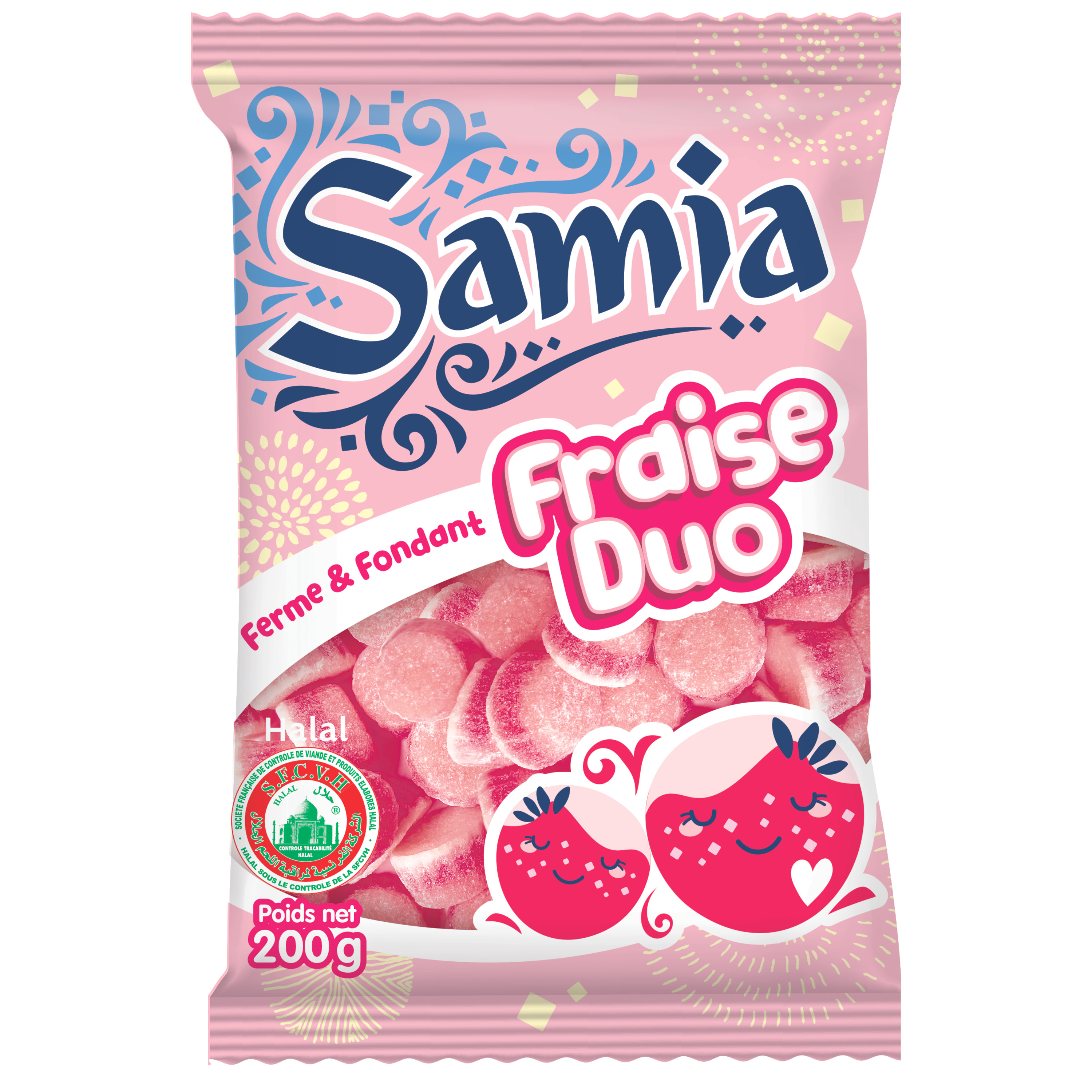 SAMIA Bonbon gélifié fraise halal 200g pas cher 