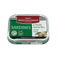 MOUETTES D'ARVOR Sardines à l'huile d'olive vierge extra bio, produit en Bretagne 115g