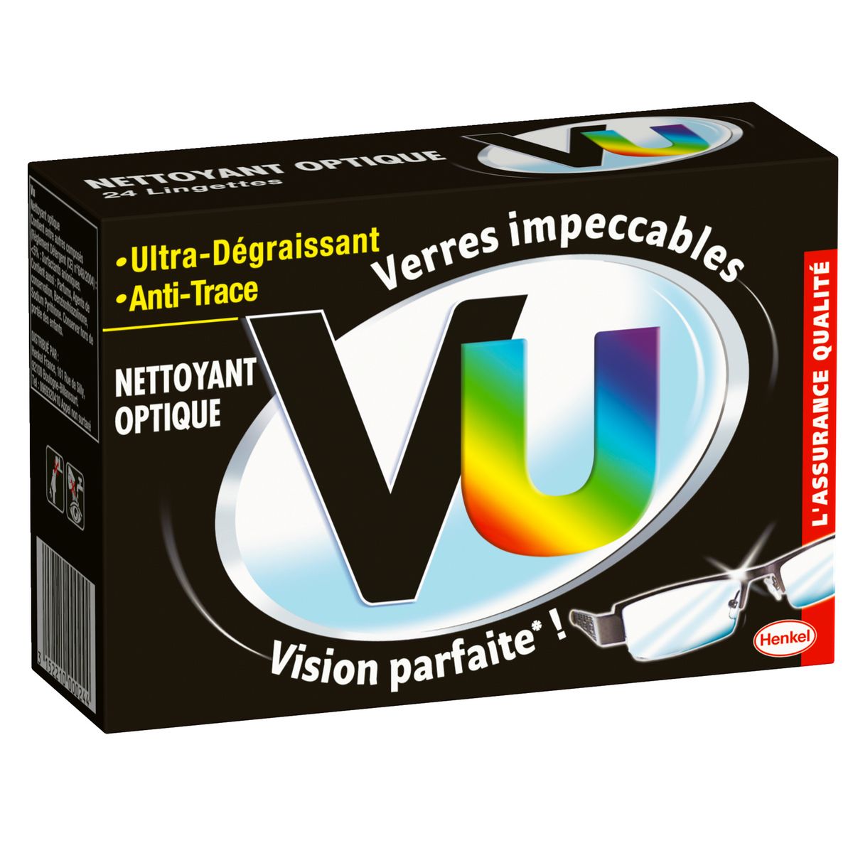 VU Lingettes nettoyantes optique ultra-dégraissantes et anti-traces 24 lingettes