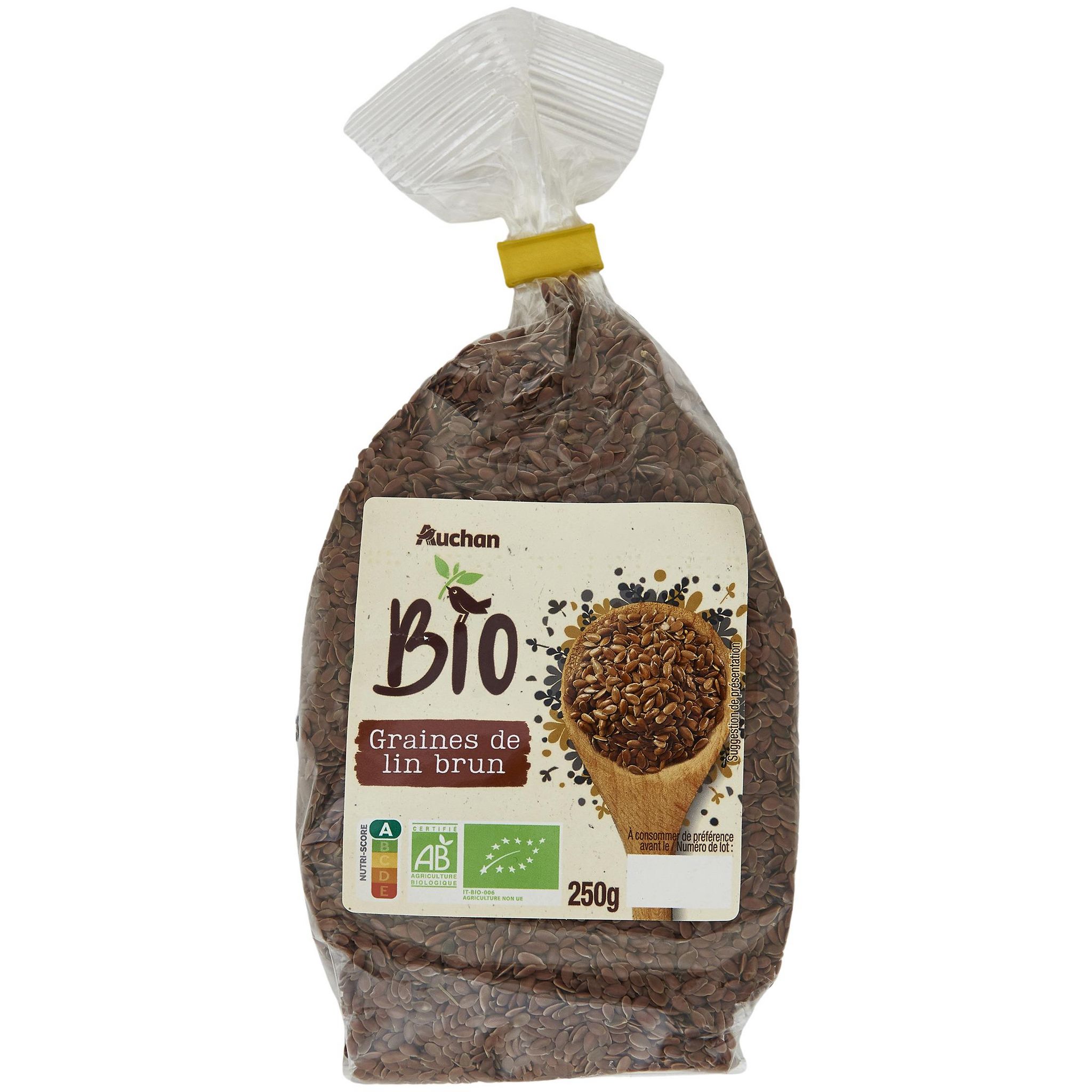 AUCHAN BIO Graines de lin brun 250g pas cher 