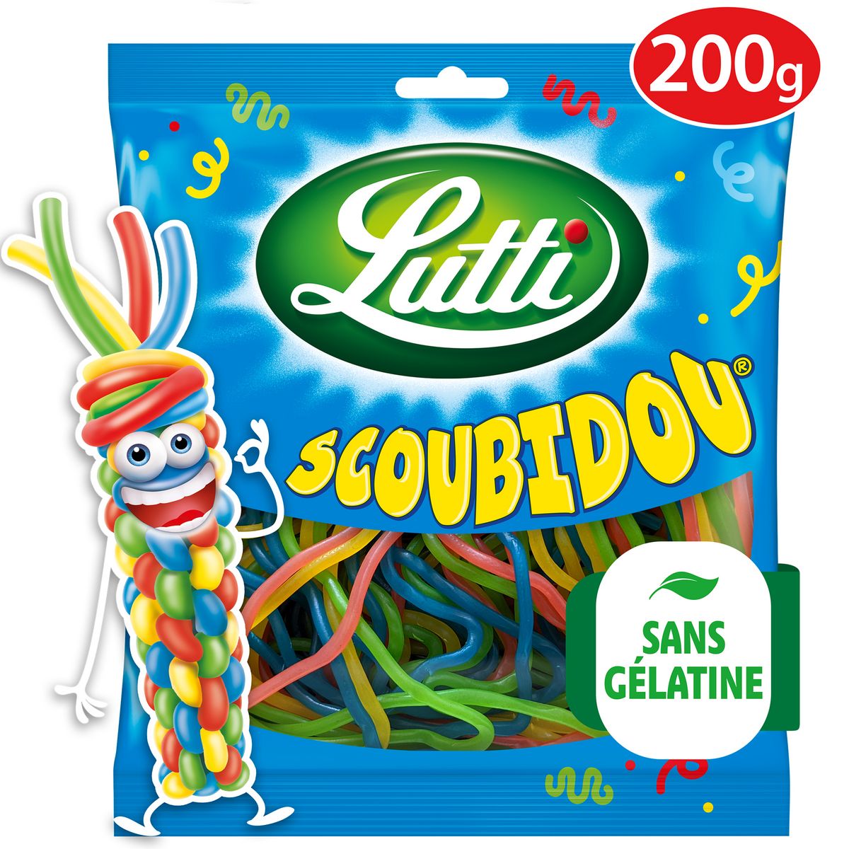 LUTTI Scoubidou bonbons gélifiés goût fruité 200g pas cher 
