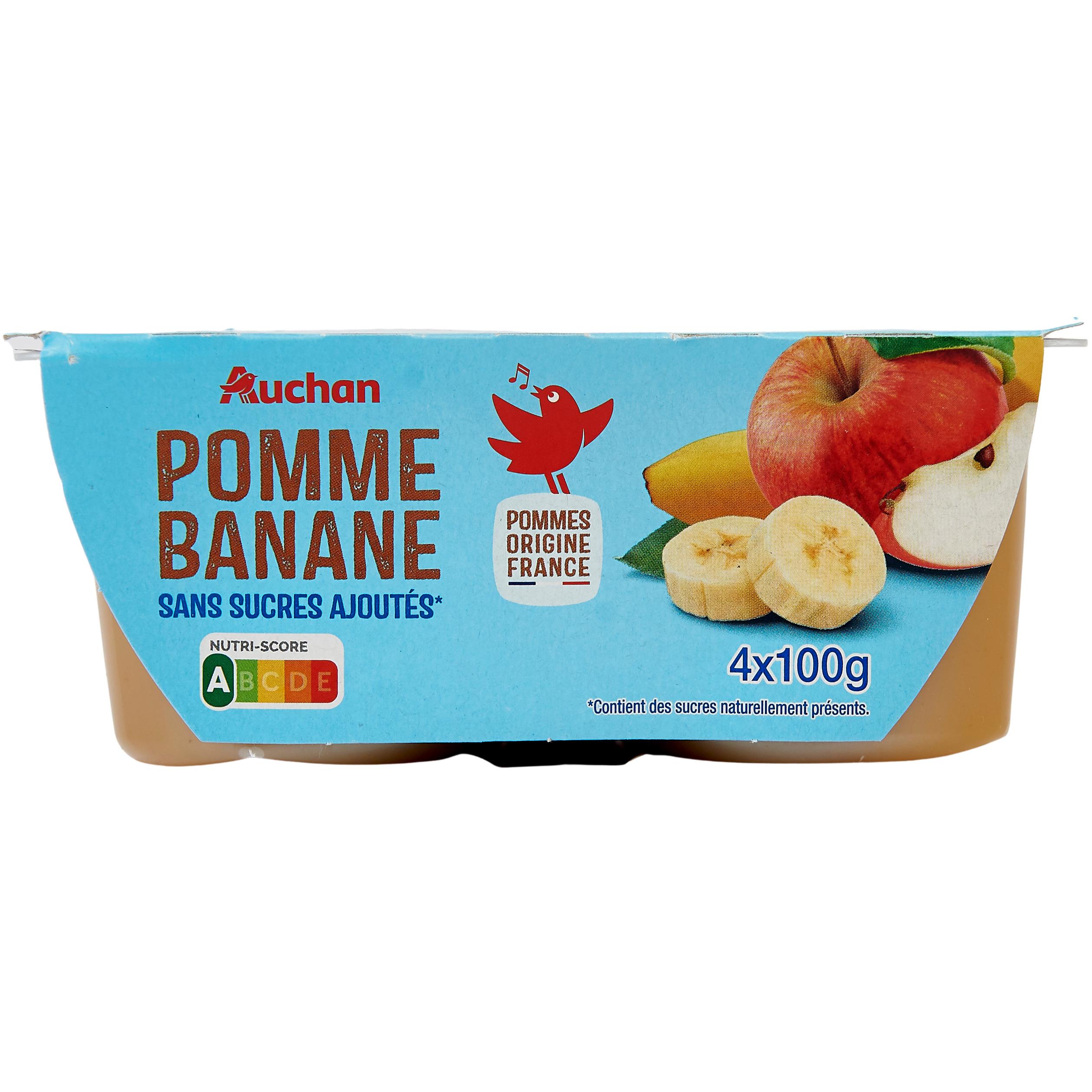 AUCHAN Spécialité pomme sans sucres ajoutés 4x97g pas cher 