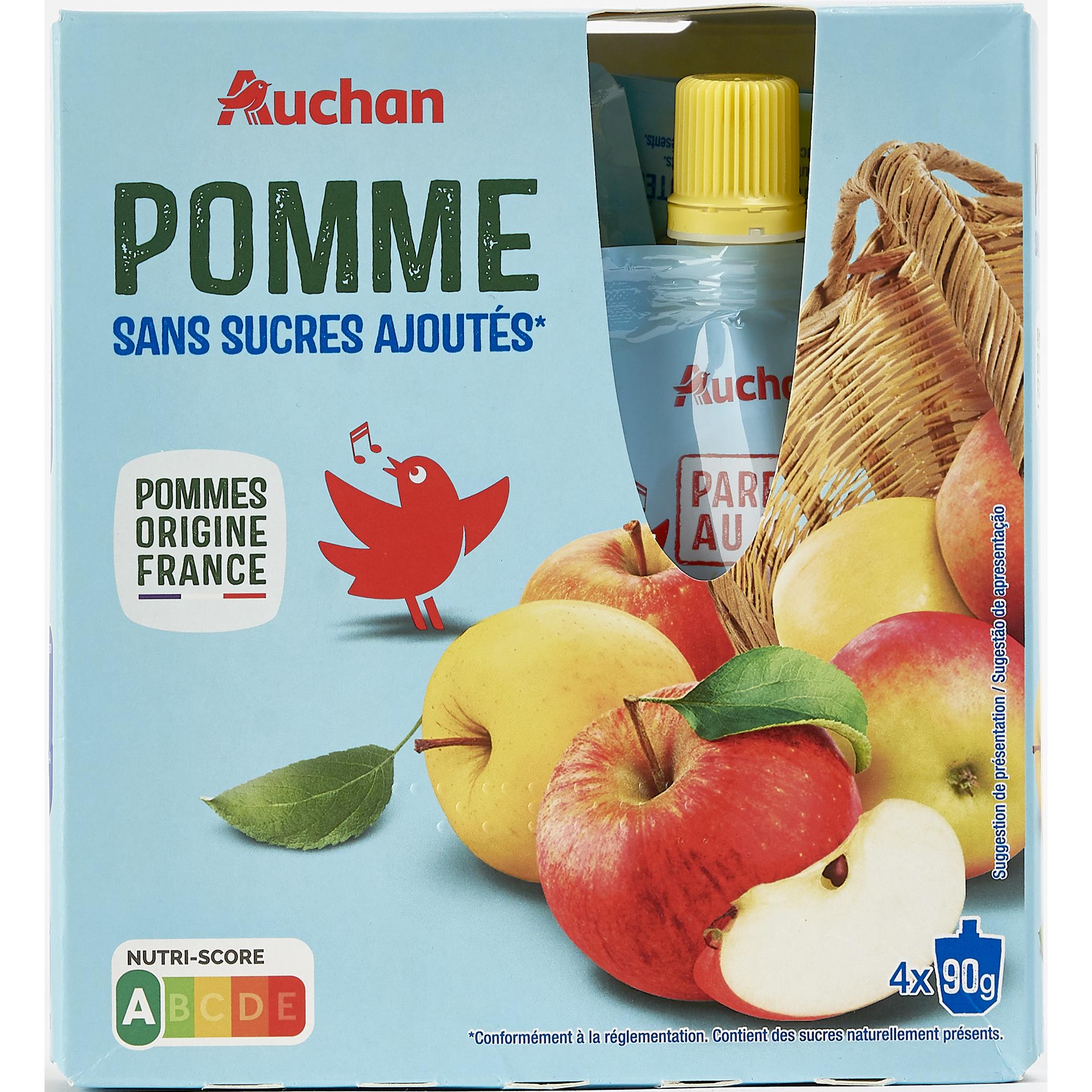 Lot de 4 Compotes pomme sans sucre ajouté - 90g - Cdiscount Au quotidien