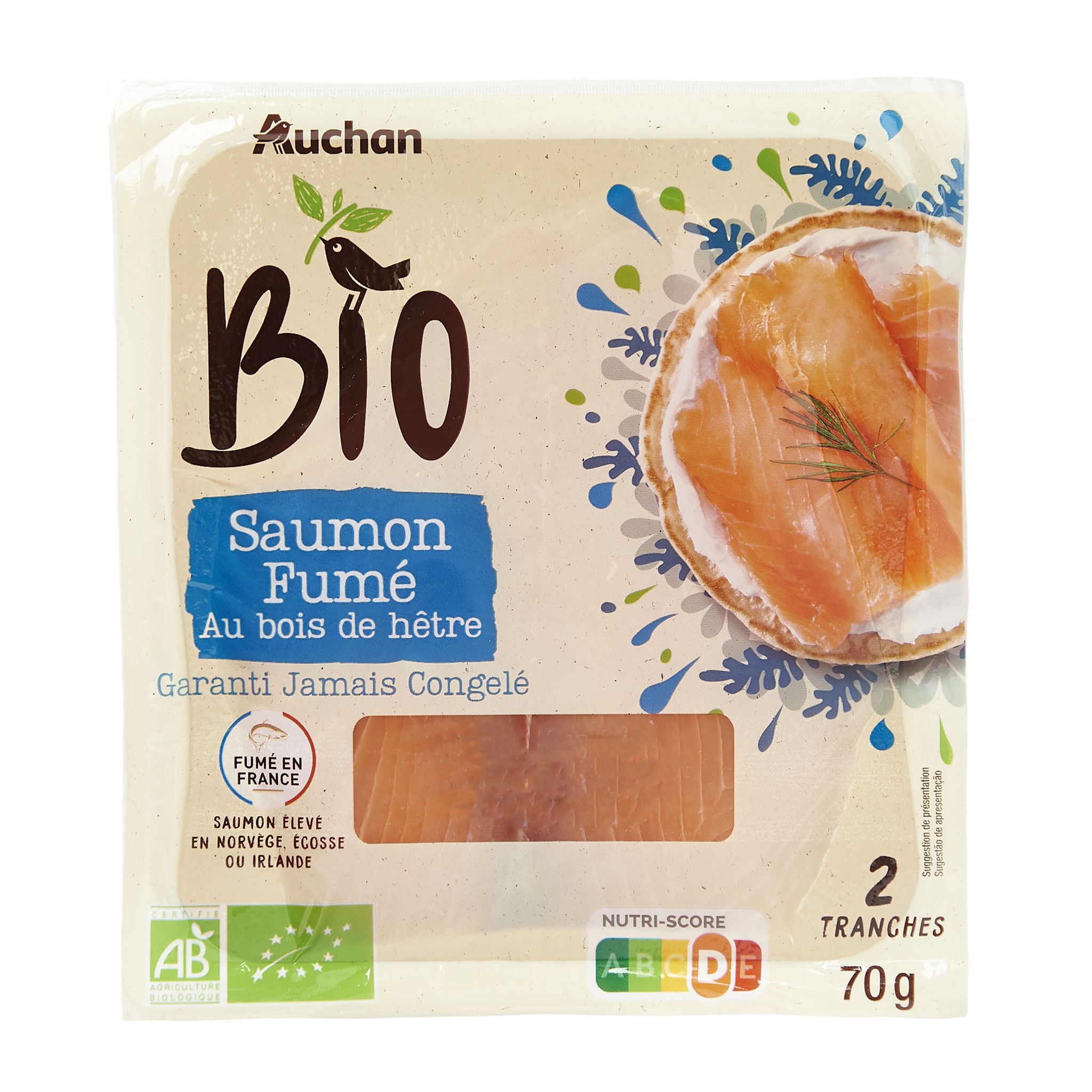 Saumon bio fumé 2 tranches - 8.90 € TTC